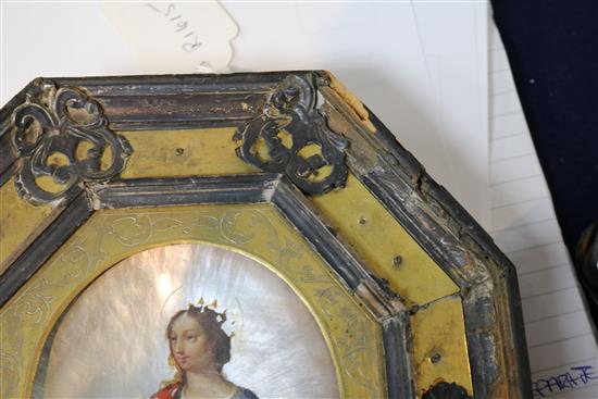 An early 18th century Spanish portrait on mother of pearl